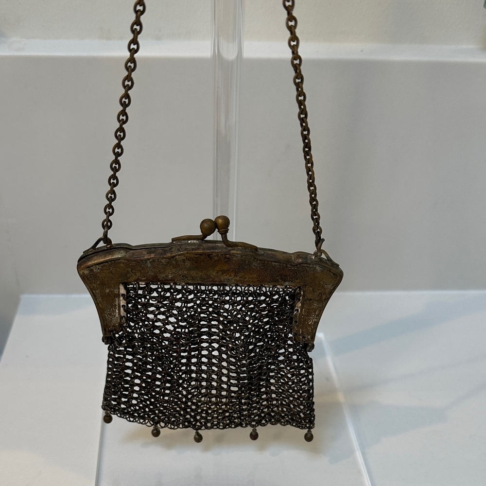 Vintage Antique Art Nouveau German Silver Chainmail Mesh Bag